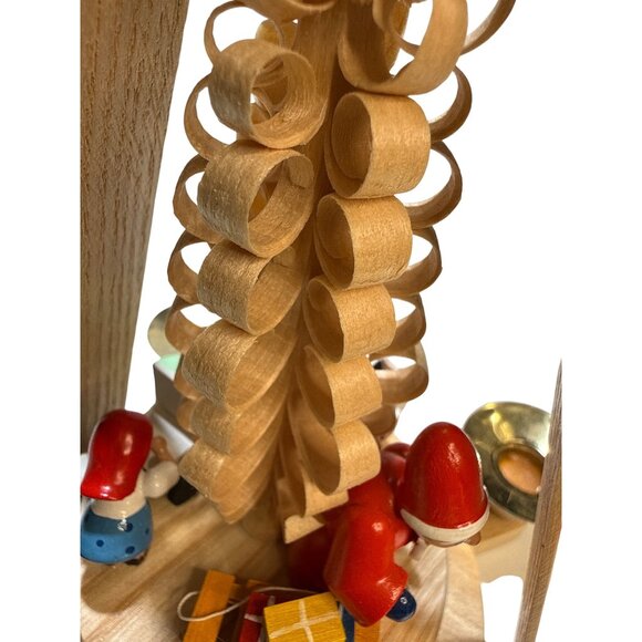 Vintage German Ergebirge Wooden Christmas Pyramid Candle Carousel - santa & Toy - Picture 11 of 13